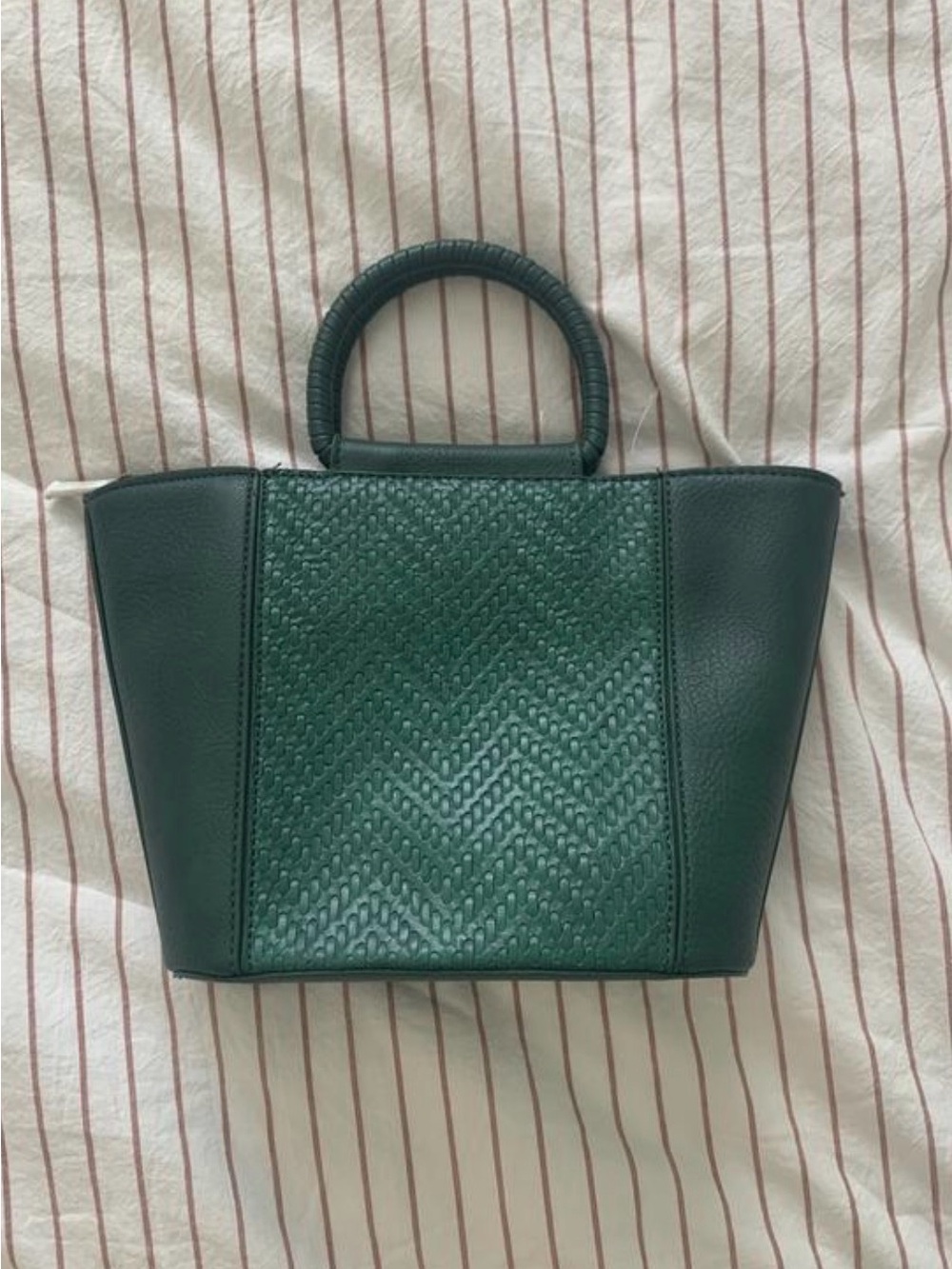 Anthropologie Forest Green Woven Top-Handle Crossbody Bag